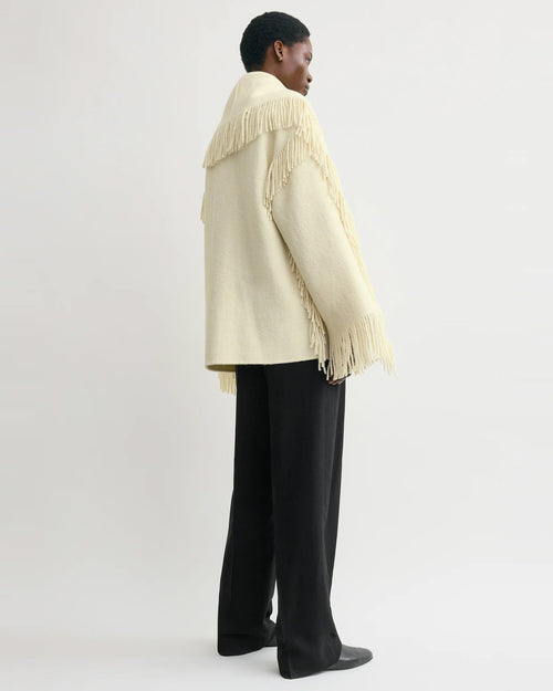 FRINGED SCARF JACKET / WINTER WHITE