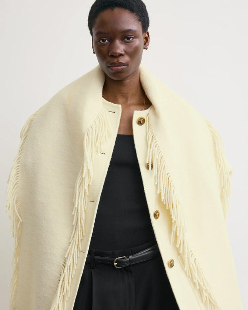 FRINGED SCARF JACKET / WINTER WHITE