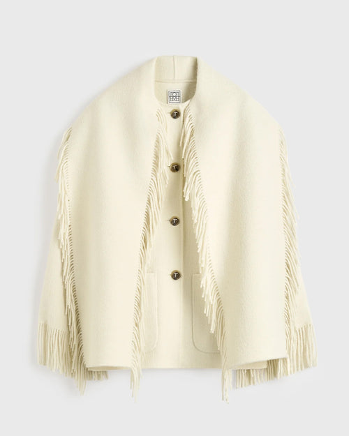 FRINGED SCARF JACKET / WINTER WHITE
