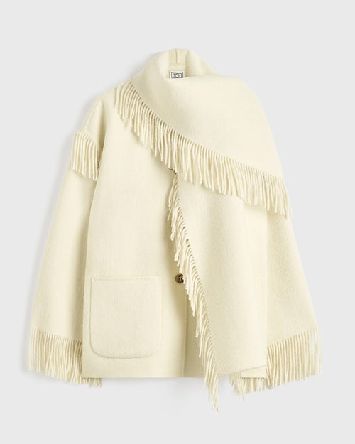 FRINGED SCARF JACKET / WINTER WHITE