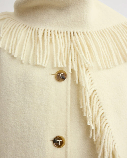 FRINGED SCARF JACKET / WINTER WHITE