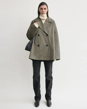 OVERSIZED CHECKED JACKET / BEIGE BLACK