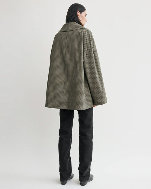 OVERSIZED CHECKED JACKET / BEIGE BLACK