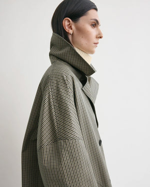 OVERSIZED CHECKED JACKET / BEIGE BLACK
