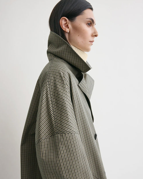 OVERSIZED CHECKED JACKET / BEIGE BLACK