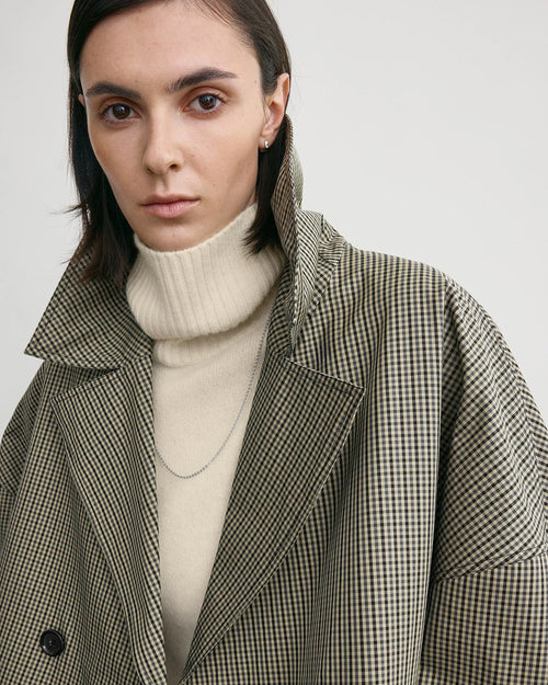 OVERSIZED CHECKED JACKET / BEIGE BLACK