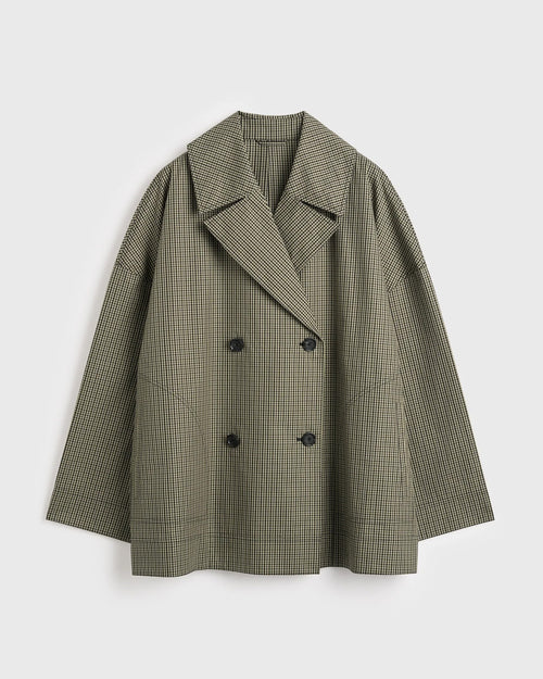 OVERSIZED CHECKED JACKET / BEIGE BLACK