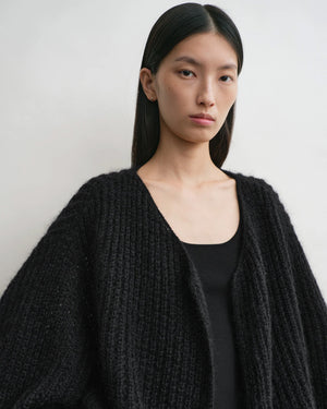 PUFFED CARDIGAN / BLACK