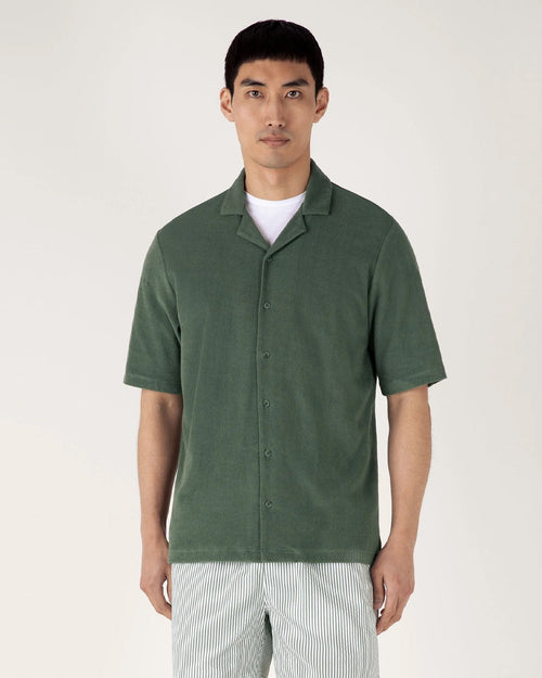 TOWELLING CAMP COLLAR / DUSK GREEN