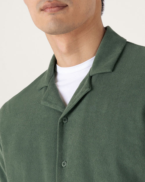 TOWELLING CAMP COLLAR / DUSK GREEN