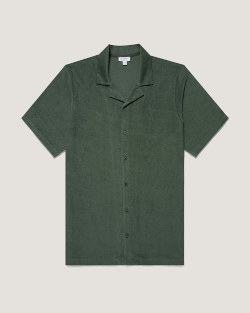 TOWELLING CAMP COLLAR / DUSK GREEN