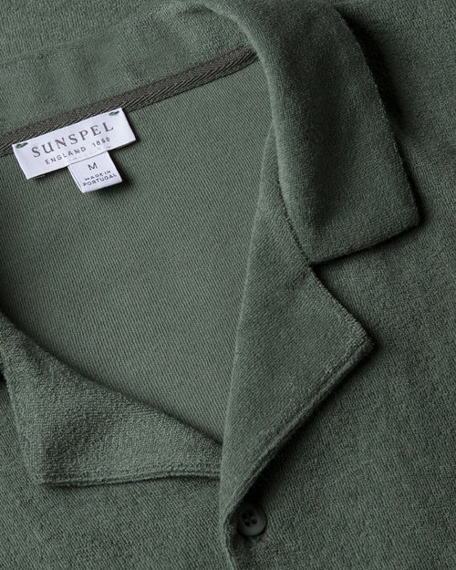 TOWELLING CAMP COLLAR / DUSK GREEN