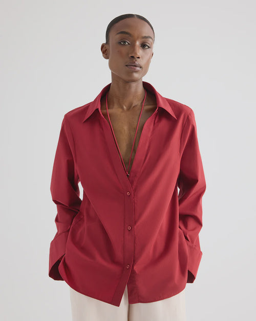 DEEP V RELAXED SHIRT / KARANDA RED