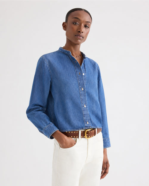 STAND COLLAR CUT OFF SHIRT / PARIS