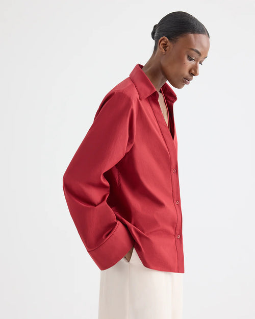 DEEP V RELAXED SHIRT / KARANDA RED