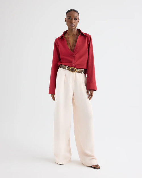DEEP V RELAXED SHIRT / KARANDA RED