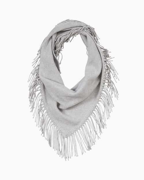 FRINGE TRIANGLE SCARF / LIGHT HEATHER GREY