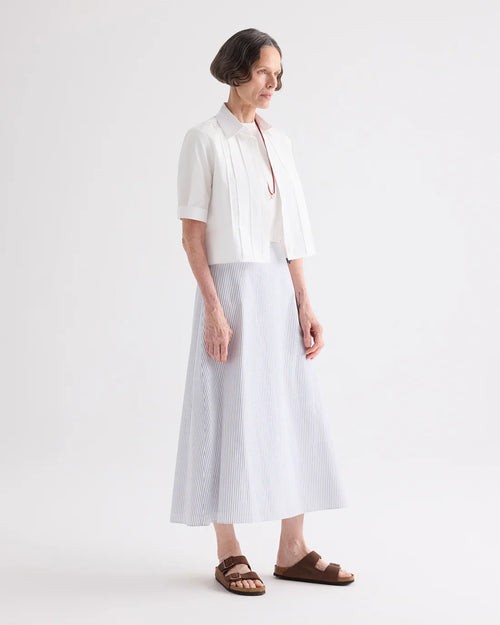 SHORT LIVED SHIRT WITH PLEATED PLACKET / WHITE