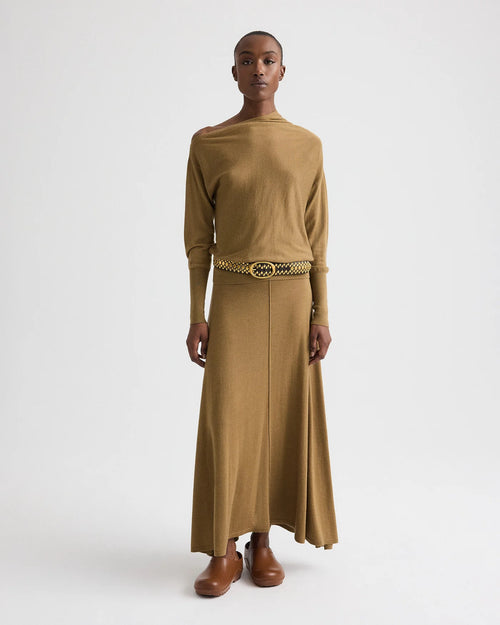 HANDKERCHIEF HEM SKIRT W/ WIDE WAISTBAND / ERMINE