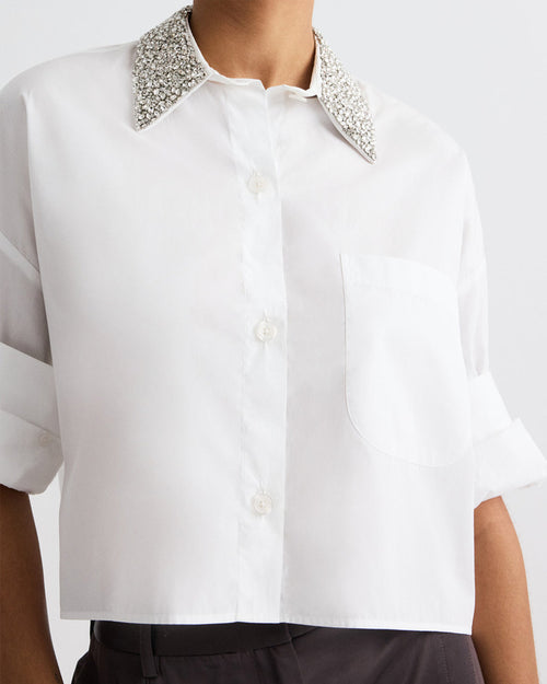 NEXT EX SHIRT WITH CRYSTAL COLLAR SHIRT / WHITE