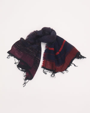 SHORT SHAWL / NAVY PURPLE RED
