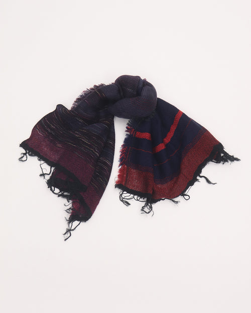 SHORT SHAWL / NAVY PURPLE RED