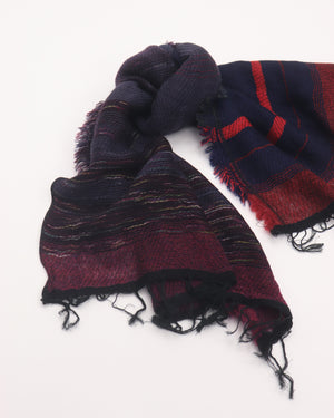 SHORT SHAWL / NAVY PURPLE RED