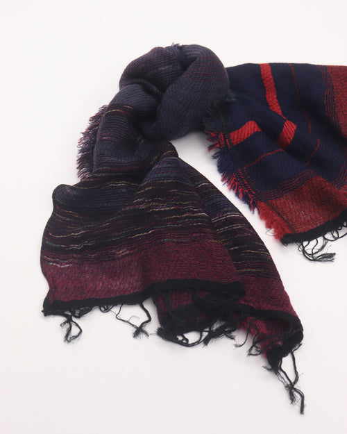 SHORT SHAWL / NAVY PURPLE RED