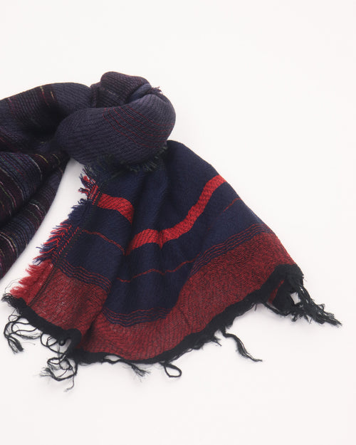 SHORT SHAWL / NAVY PURPLE RED