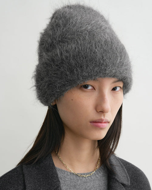 ALPACA KNIT BEANIE / DARK GREY MELANGE