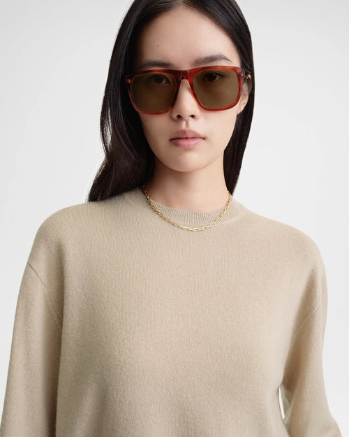 CREW-NECK CASHMERE KNIT / FAWN