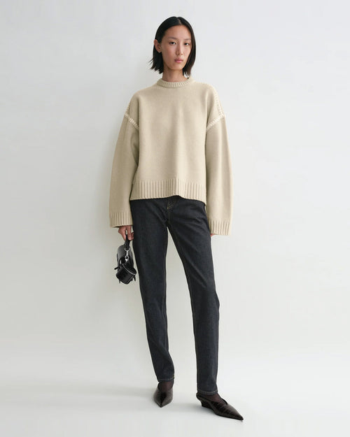 EMBROIDERED WOOL CASHMERE KNIT / HARVEST