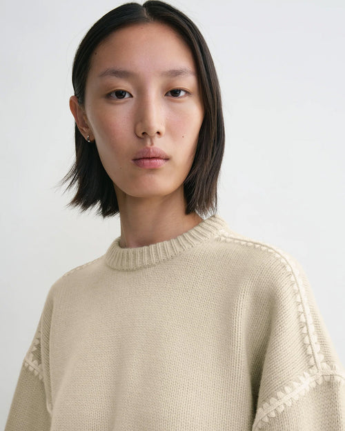 EMBROIDERED WOOL CASHMERE KNIT / HARVEST