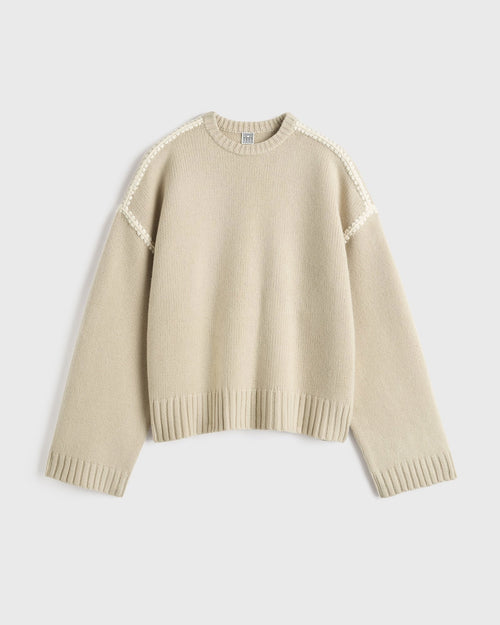 EMBROIDERED WOOL CASHMERE KNIT / HARVEST