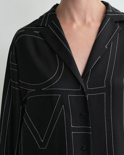 MONOGRAM SILK PJ TOP / BLACK