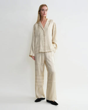 MONOGRAM SILK PJ TOP / IVORY