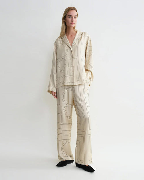 MONOGRAM SILK PJ TOP / IVORY