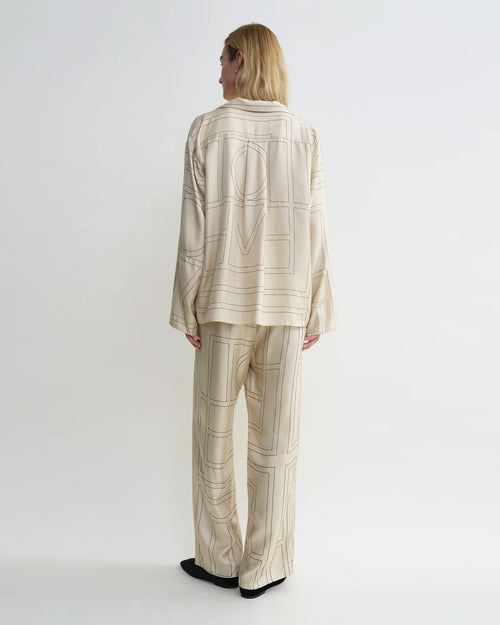 MONOGRAM SILK PJ TOP / IVORY