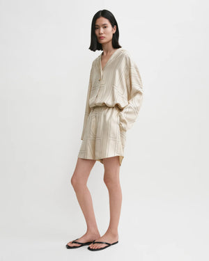 MONOGRAM SILK PJ SHORTS / IVORY