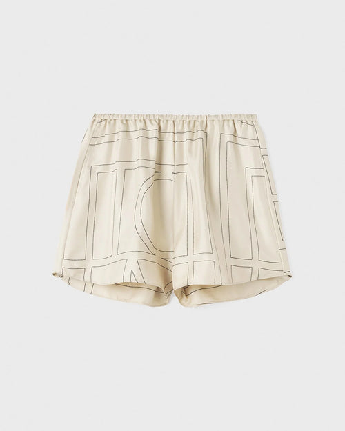 MONOGRAM SILK PJ SHORTS / IVORY