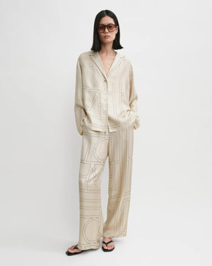 MONOGRAM SILK PJ TOP / IVORY