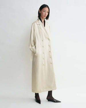 SATIN TRENCH DRESS / PEARL