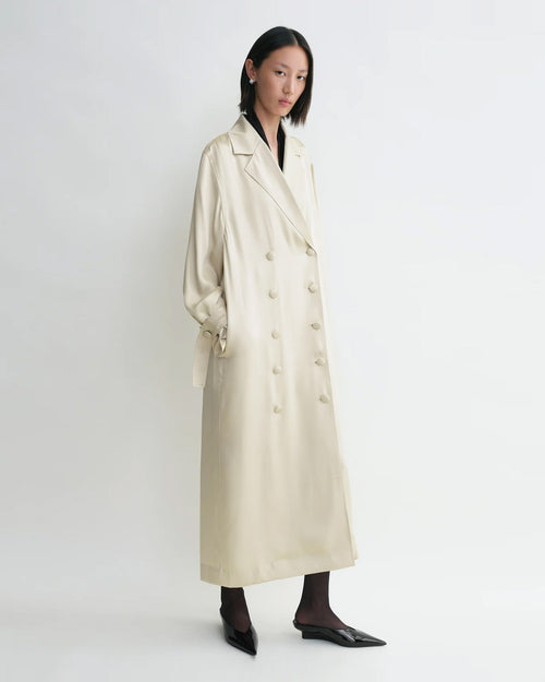 SATIN TRENCH DRESS / PEARL