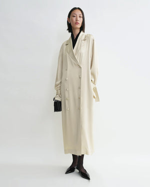 SATIN TRENCH DRESS / PEARL