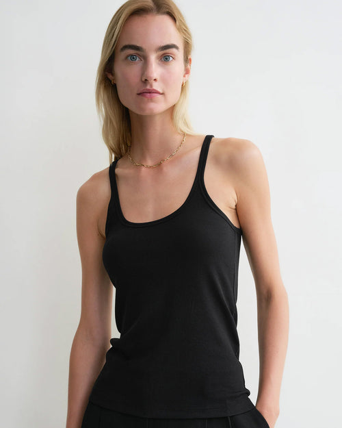 SCOOP NECK RIB TANK / BLACK