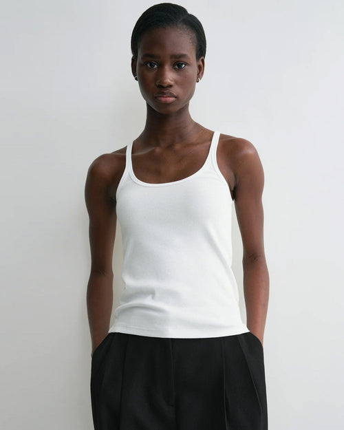 SCOOP NECK RIB TANK / WHITE