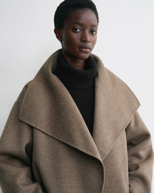 SIGNATURE WOOL CASHMERE COAT / OAK MELANGE