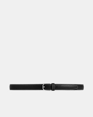 SLIM TROUSER LEATHER BELT / BLACK PEBBLE GRAIN