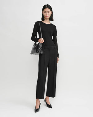 STRAIGHT CROPPED TROUSERS / BLACK