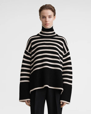 STRIPE TURTLENECK / BLACK